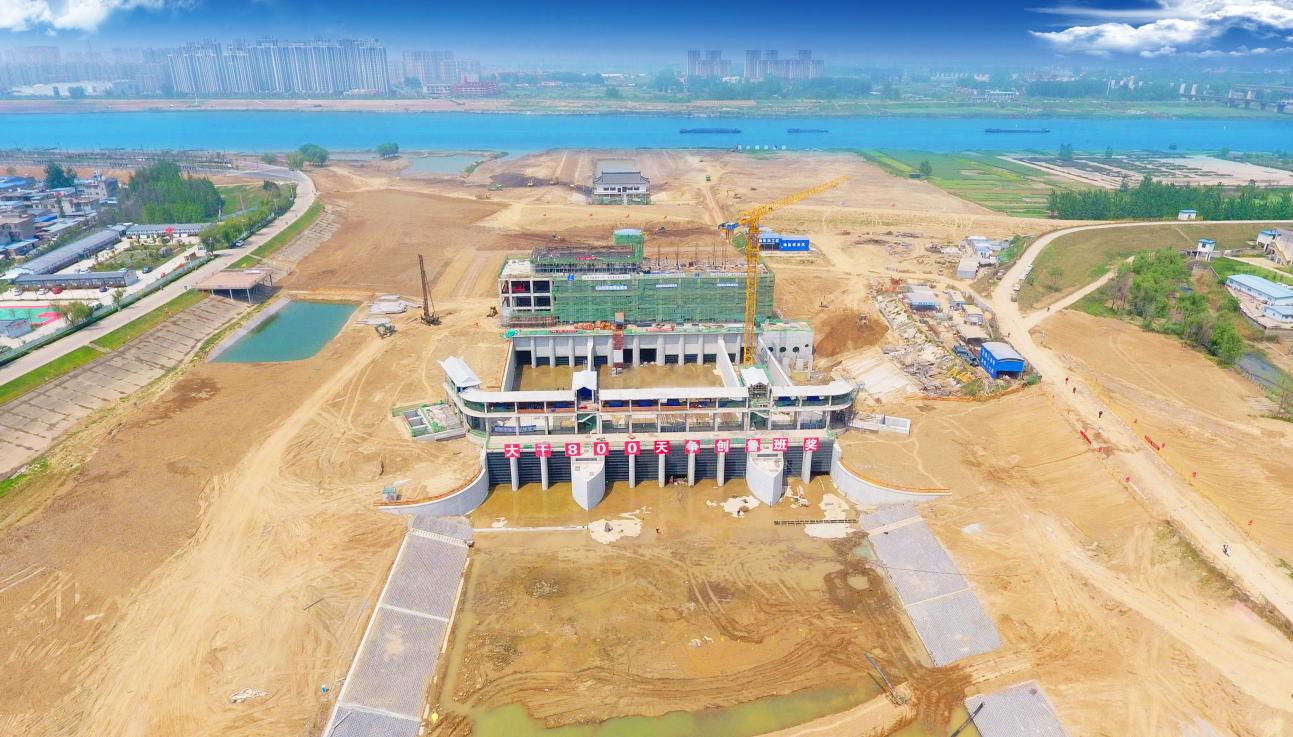 安徽水利蚌埠靚淮河龍子河口綜合樞紐布置工程。安徽建工集團(tuán)供圖